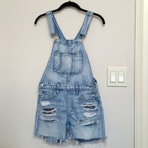 American Eagle Distressed Denim Bib Overall